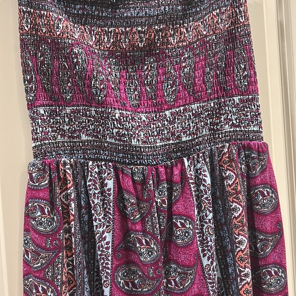 NWOT No Comment strapless paisley wide leg cropped jumpsuit stretchy soft size L - Picture 3 of 9